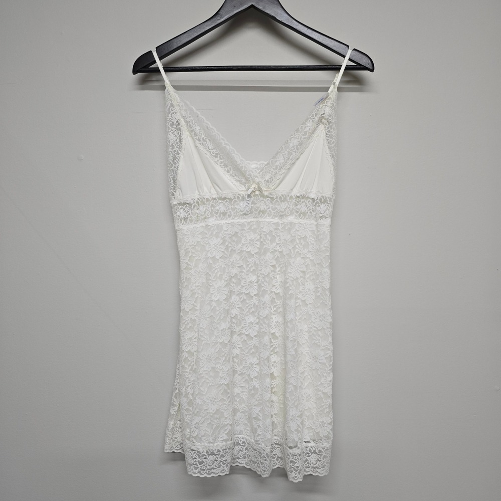 I.E.I. Lingerie Lace Slip Nightgown Womens Medium White Babydoll Y2K Coquette